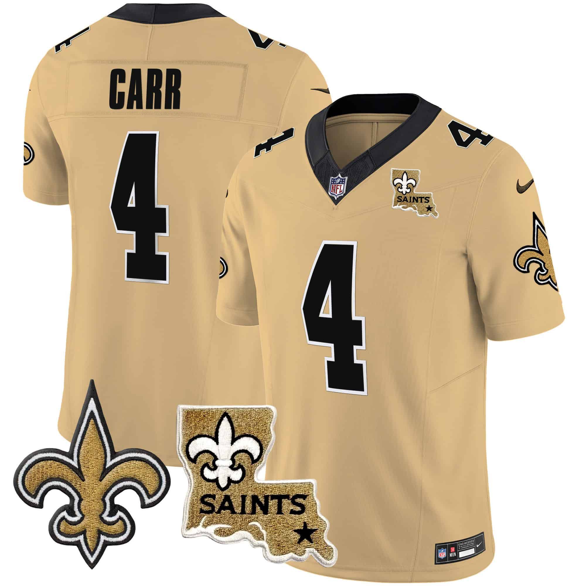 Men New Orleans Saints #4 Carr Yellow 2024 Nike Vapor Limited NFL Jersey